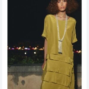 ZW Collection Lime Green Ruffled Dress. Size M